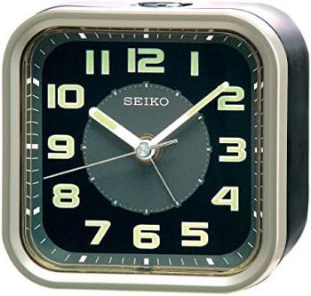 Seiko Alarm Clock, Analogue, Black, QHE128T