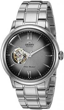 Orient Men's&#34;Helios' Stainless Steel Japanese-Automatic/Hand Winding Open-Heart Display