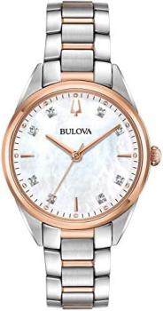 Bulova Womens Analogue Quartz Watch with Stainless Steel Strap 98P183