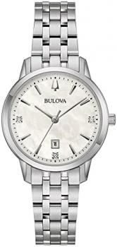 Bulova 96P233 Women's Quartz Watch Stainless Steel with Stainless Steel Band with Zirconia