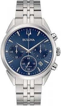 Buolova watch man steel chrono blue dial 96B373, bracelet