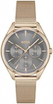 BOSS Analogue Multifunction Quartz Watch for Women with Carnation Gold Coloured Stainless Steel Mesh Bracelet - 1502639