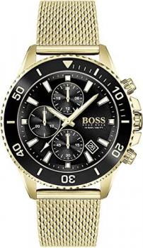 BOSS Chronograph Quartz Watch for Men with Gold Coloured Stainless Steel Mesh Bracelet - 1513906