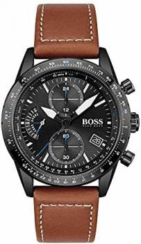 BOSS Men's Stainless Steel Quartz Watch with Leather Strap, Brown, 22 (Model: 1513851), brown, Quartz Watch,Chronograph