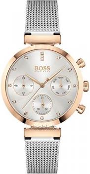 BOSS Analogue Multifunction Quartz Watch for Women with Silver Stainless Steel Mesh Bracelet, 1502551