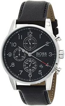 BOSS Chronograph Quartz Watch for Men with Black Leather Strap - 1513678