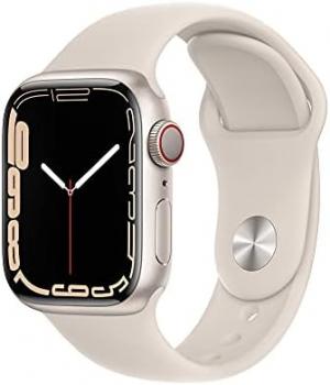 Apple Watch Series 7 (GPS + Cellular, 41mm) Smart watch - Starlight Aluminium Case with Starlight Sport Band - Regular. Fitness Tracker, Blood Oxygen & ECG Apps, Water Resistant