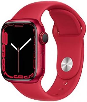 Apple Watch Series 7 (GPS, 41mm) Smart watch - (PRODUCT)RED Aluminium Case with (PRODUCT)RED Sport Band - Regular. Fitness Tracker, Blood Oxygen & ECG Apps, Always-On Retina Display, Water Resistant