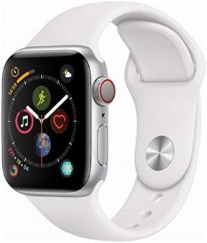 Apple Watch Series 4 (GPS + Cellular, 40MM) - Silver Aluminum Case with White Sport Band (Renewed)