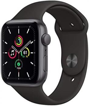 Apple Watch SE 44mm (GPS) - Space Grey Aluminium Case with Black Sport Band (Renewed)