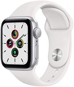 Apple Watch SE 40mm | WiFi - GPS - Bluetooth | Silver & White Sport Band (Renewed)