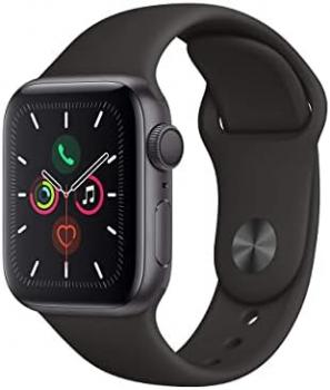 Apple Watch Series 5 (GPS, 40mm) - Space Grey Aluminium Case with Black Sport Band (Renewed)