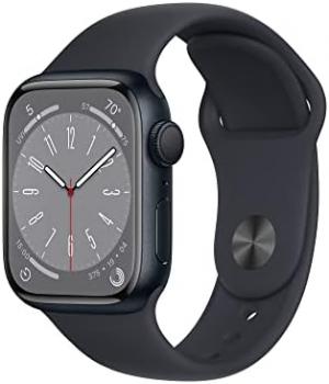 Apple Watch Series 8 (GPS 41mm) Smart watch - Midnight Aluminium Case with Midnight Sport Band - Regular. Fitness Tracker, Blood Oxygen & ECG Apps, Water Resistant