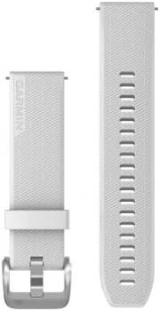 Garmin Quick Release 20 Watch Band, White Silicone with Polished Silver Hardware, (010-13114-01)