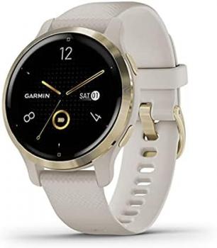 Garmin Venu 2S Smaller-sized GPS smartwatch with all-day health monitoring, Light Gold Bezel with Light Sand Case and Silicone Band