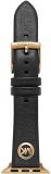 Michael Kors Band Compatible with Apple Watch, 38/40/41 mm - 18 mm Black Leather, MKS8011