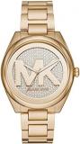 Michael Kors Watch for Women Janelle, Three Hand Movement, 42 mm Gold Stainless Steel Case with a Stainless Steel Strap, MK7088