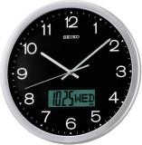 Seiko Motion QXL007A Analogue Digital Wall Clock, silver, Modern