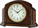 Seiko Table Clock, Wood, Brown, 12.7 cm H x 18.3 cm W x 5.1 cm D