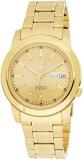 Seiko Men's SNKE56 5 Automatic Gold Dial Gold-Tone Stainless Steel Watch, Champa...