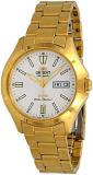 Orient RA-AB0F06S Men's Gold Tone Stainless Steel 3 Star Silver Dial Luminous Index Day Date Automatic Watch