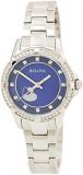 Bulova 96L238 Women's Crystal Accented Bezel Blue MOP Dial Steel Bracelet Watch
