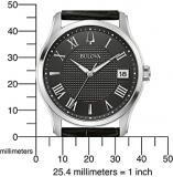 Bulova Men's Quartz Watch Stainless Steel with Genuine Leather Strap - 96B390