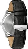Bulova Men's Quartz Watch Stainless Steel with Genuine Leather Strap - 96B390