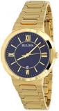 Bulova 97B199 Men's Gold Tone Stainless Steel Casual Blue Dial Dress Watch