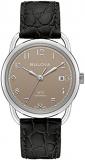 Bulova Men's Automatic Watch Stainless Steel with Leather Strap - Swiss Made Limited Edition - 96B324