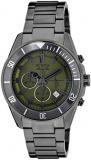 Bulova Marine Star Men's Quartz Watch with Green Dial Analogue Display and Grey Ion-Plated Bracelet 98B206