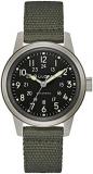 Bulova Men's Military Heritage Hack Veteran's Watchmaking Initiative Watch in Stainless Steel with 3-Hand Automatic, Black NATO Leather Strap Style: 96A259, Green, Automatic Watch