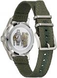 Bulova Men's Military Heritage Hack Veteran's Watchmaking Initiative Watch in Stainless Steel with 3-Hand Automatic, Black NATO Leather Strap Style: 96A259, Green, Automatic Watch