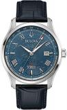 Bulova Wilton GMT Men's Automatic Watch Black/Blue 96B385, Strap