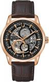 Bulova Men Analog Mechanical Hand Wind Watch with Leather Strap 97A169