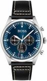 BOSS Men's Stainless Steel Quartz Watch with Leather Strap, Black, 22 (Model: 1513866), black, Quartz Watch
