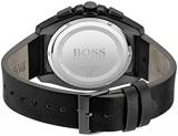 BOSS Men's Grandmaster Stainless Steel Quartz Watch with Leather Strap, Black, 24 (Model: 1513883), Black, Quartz Watch,Chronograph