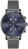 BOSS Chronograph Quartz Watch for Men with Grey Stainless Steel Mesh Bracelet - ...