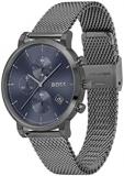 BOSS Chronograph Quartz Watch for Men with Grey Stainless Steel Mesh Bracelet - 1513934