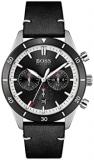 BOSS Men's Stainless Steel Quartz Watch with Leather Strap, Black, 22 (Model: 15...