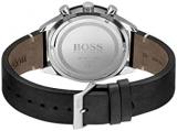 BOSS Men's Stainless Steel Quartz Watch with Leather Strap, Black, 22 (Model: 1513864), black, Quartz Watch