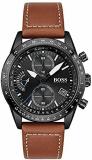 BOSS Men's Stainless Steel Quartz Watch with Leather Strap, Brown, 22 (Model: 15...