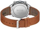Hugo by Hugo Boss Black Men's Stainless Steel Quartz Watch with Leather Strap, Brown, 22 (Model: 1513860), brown, Quartz Watch