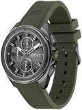 BOSS Chronograph Quartz Watch for Men with Olive Green Silicone Bracelet - 1513952