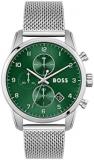 BOSS Chronograph Quartz Watch for Men with Silver Stainless Steel Mesh Bracelet ...