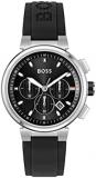 BOSS Watches and Jewelry Chronograph Watch and Black Silicone Bracelet for Men