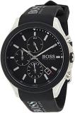 BOSS Watches and Jewelry Chronograph Watch and Black Leather Bracelet for Men