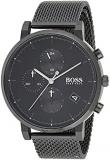 BOSS Chronograph Quartz Watch for Men with Black Stainless Steel Mesh Bracelet -...