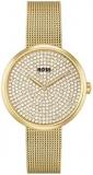 BOSS Analogue Quartz Watch for Women with Gold Coloured Stainless Steel Mesh Bracelet - 1502659
