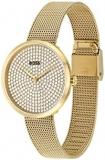 BOSS Analogue Quartz Watch for Women with Gold Coloured Stainless Steel Mesh Bracelet - 1502659